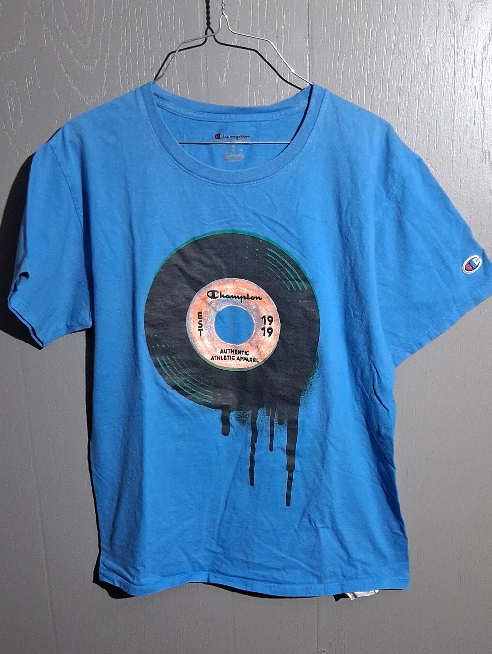 Champion Blue Short-Sleeve Tee with Vinyl Graphic